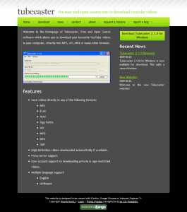 Tubecaster.org homepage